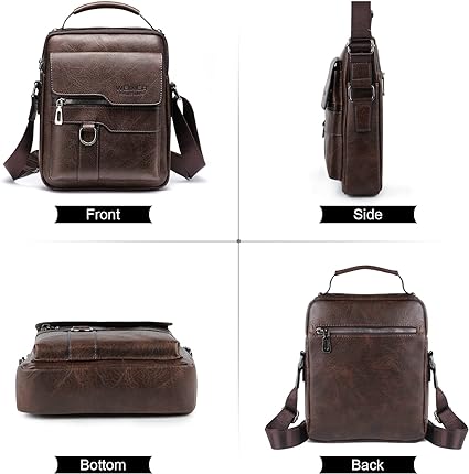 Vintage PU Leather Crossbody Business Bag for Men - Classic Handbag