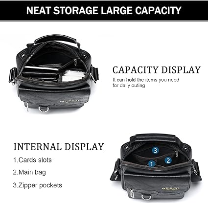 Vintage PU Leather Crossbody Business Bag for Men - Classic Handbag