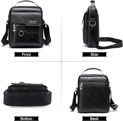 Vintage PU Leather Crossbody Business Bag for Men - Classic Handbag