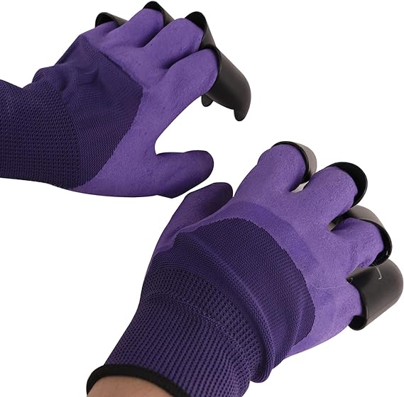 Multipurpose Digging Gloves with Claws for Gardening and Planting - Durable Latex and ABS Material