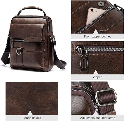 Vintage PU Leather Crossbody Business Bag for Men - Classic Handbag