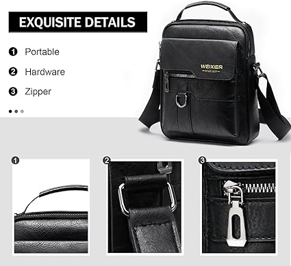 Vintage PU Leather Crossbody Business Bag for Men - Classic Handbag