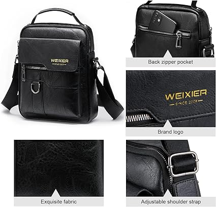 Vintage PU Leather Crossbody Business Bag for Men - Classic Handbag