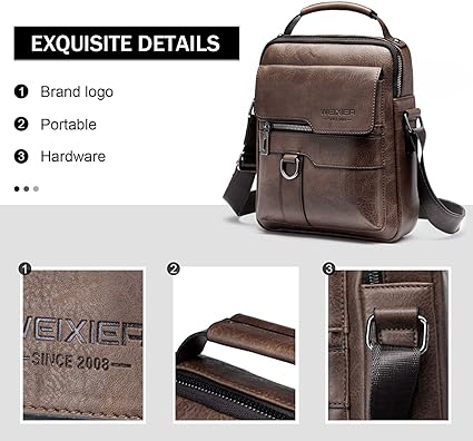 Vintage PU Leather Crossbody Business Bag for Men - Classic Handbag