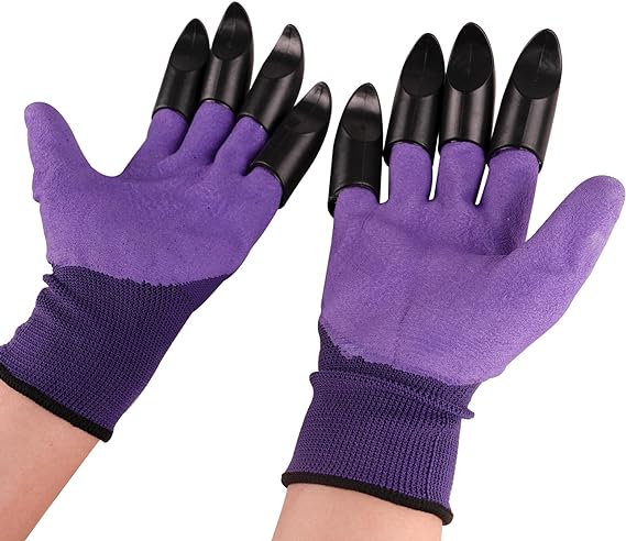 Multipurpose Digging Gloves with Claws for Gardening and Planting - Durable Latex and ABS Material