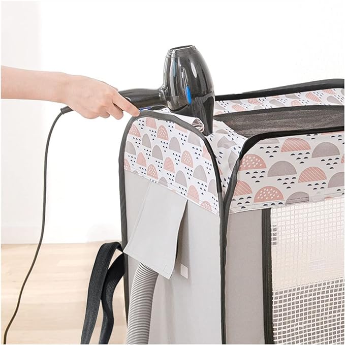 Portable Pet Hair Drying Box for Cats & Dogs - Medium Size, Scratch-Resistant Mesh