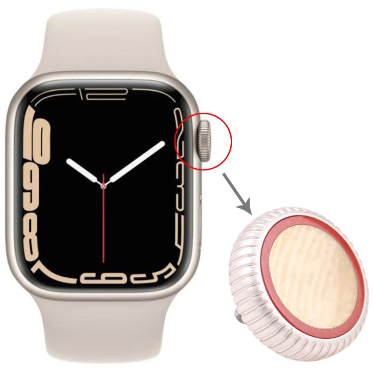 Apple Watch Series 7 (LTE) Silver Crown Nut Replacement - Flex Cable Connector Compatible Parts