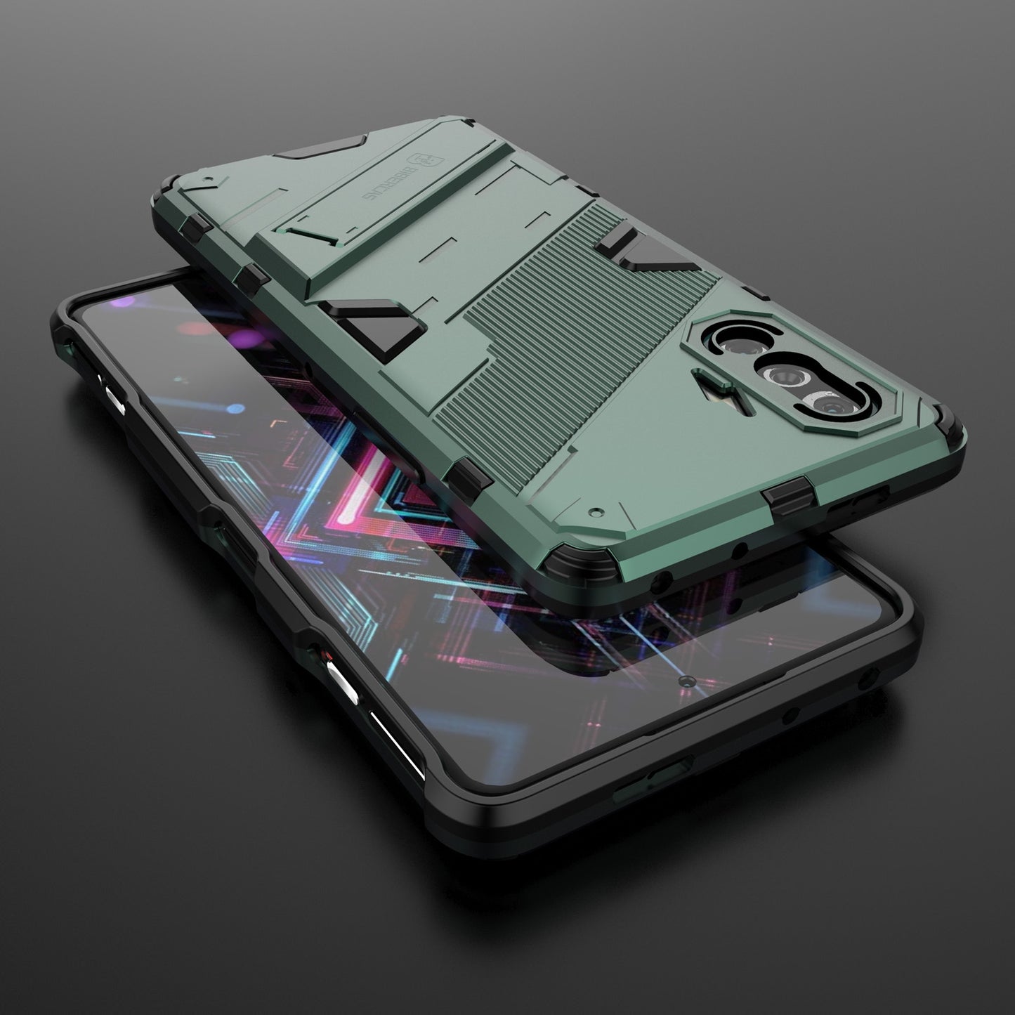 Xiaomi Redmi K40 Gaming Shockproof Phone Case - Punk Armor 2-in-1 PC + TPU with Invisible Holder