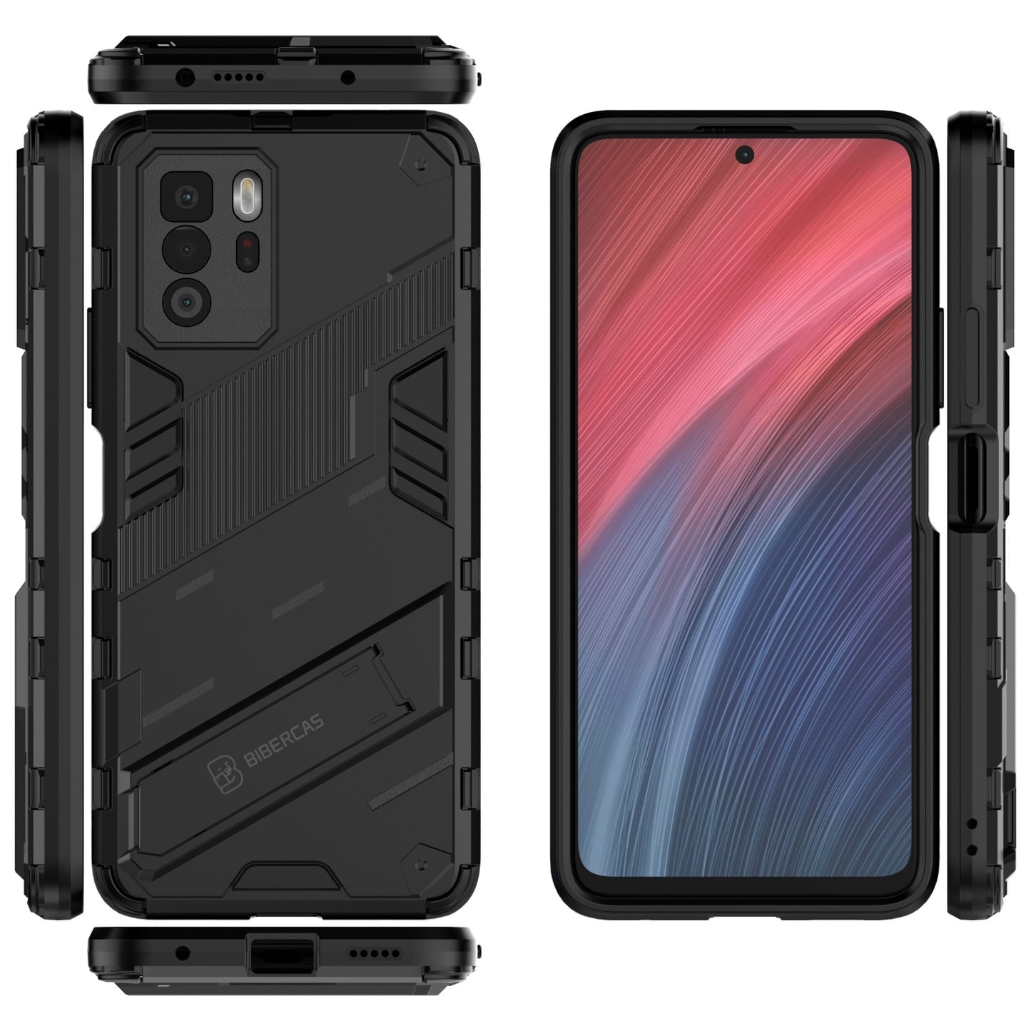 Xiaomi Redmi Note 10 Pro 5G Shockproof Phone Case - Punk Armor 2-in-1 PC + TPU with Invisible Holder