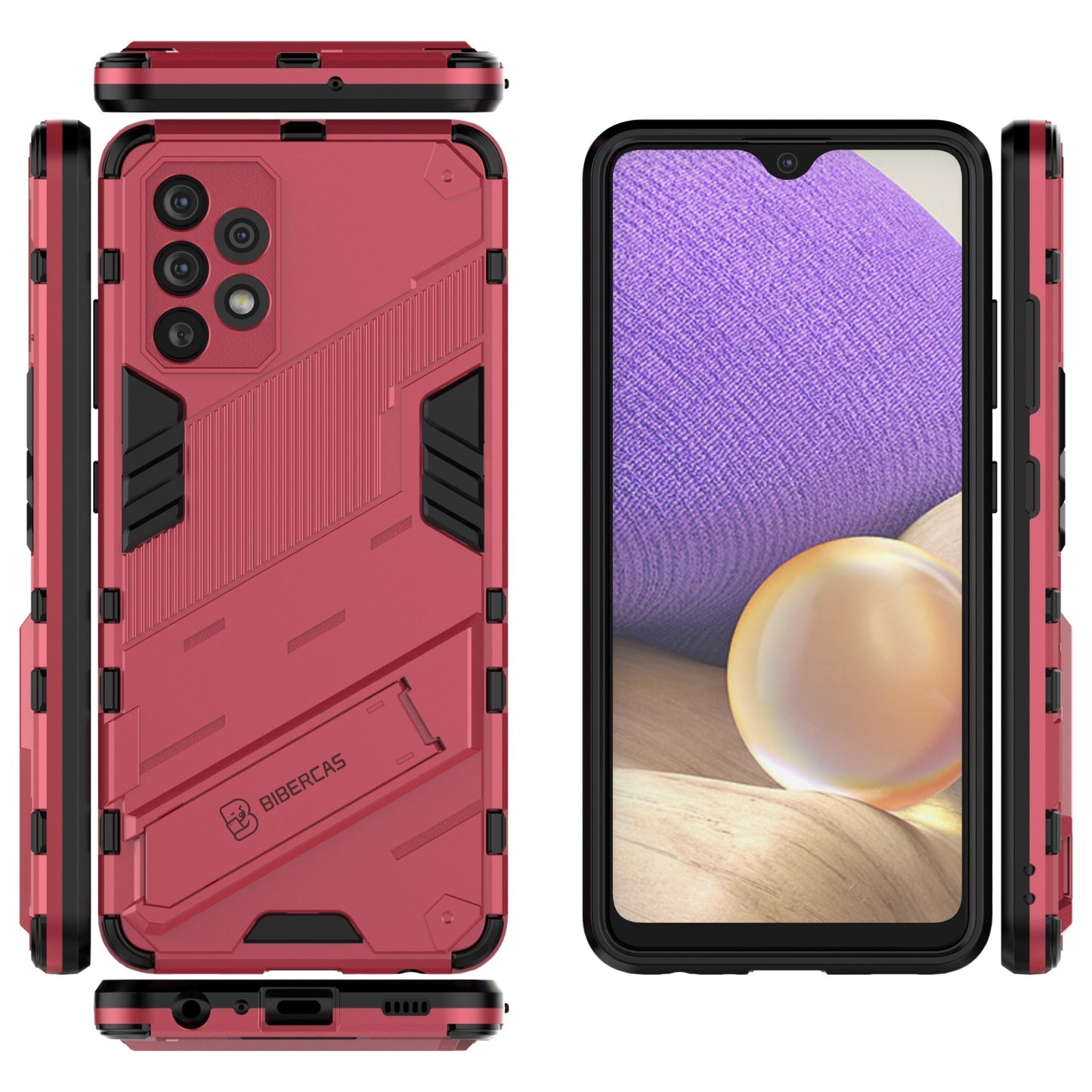 Samsung Galaxy A32 4G Shockproof Phone Case - Punk Armor 2-in-1 PC + TPU with Invisible Holder