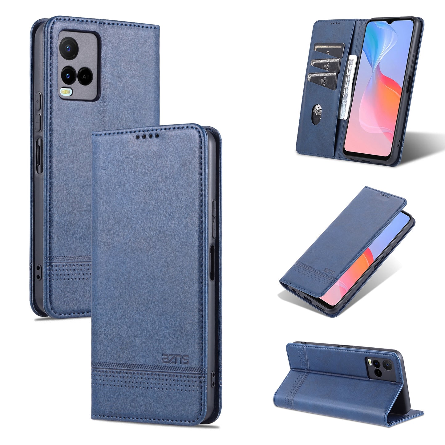 For Vivo Y21/Y33S Leather Wallet Case with Card Holder & Magnetic Closure