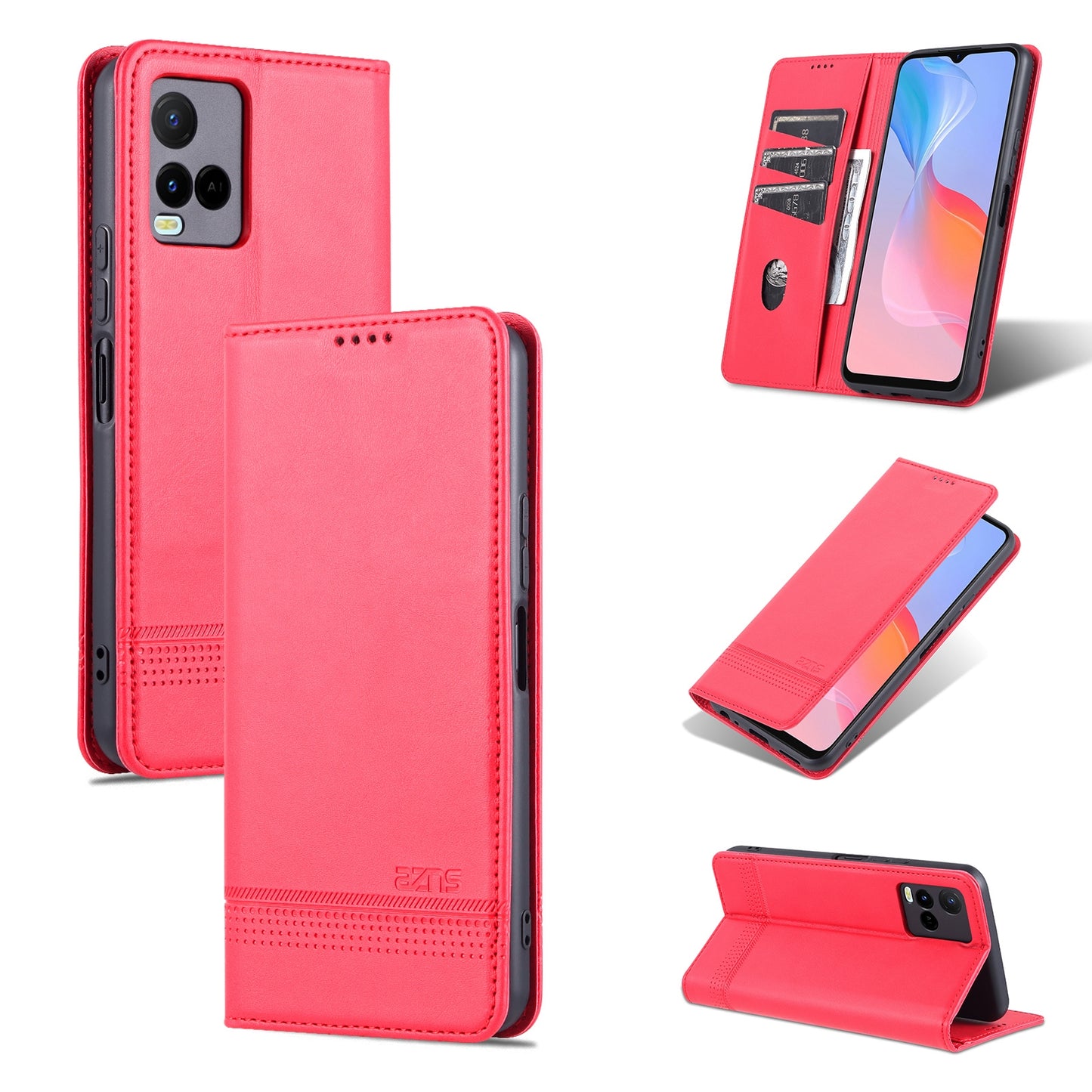 For Vivo Y21/Y33S Leather Wallet Case with Card Holder & Magnetic Closure