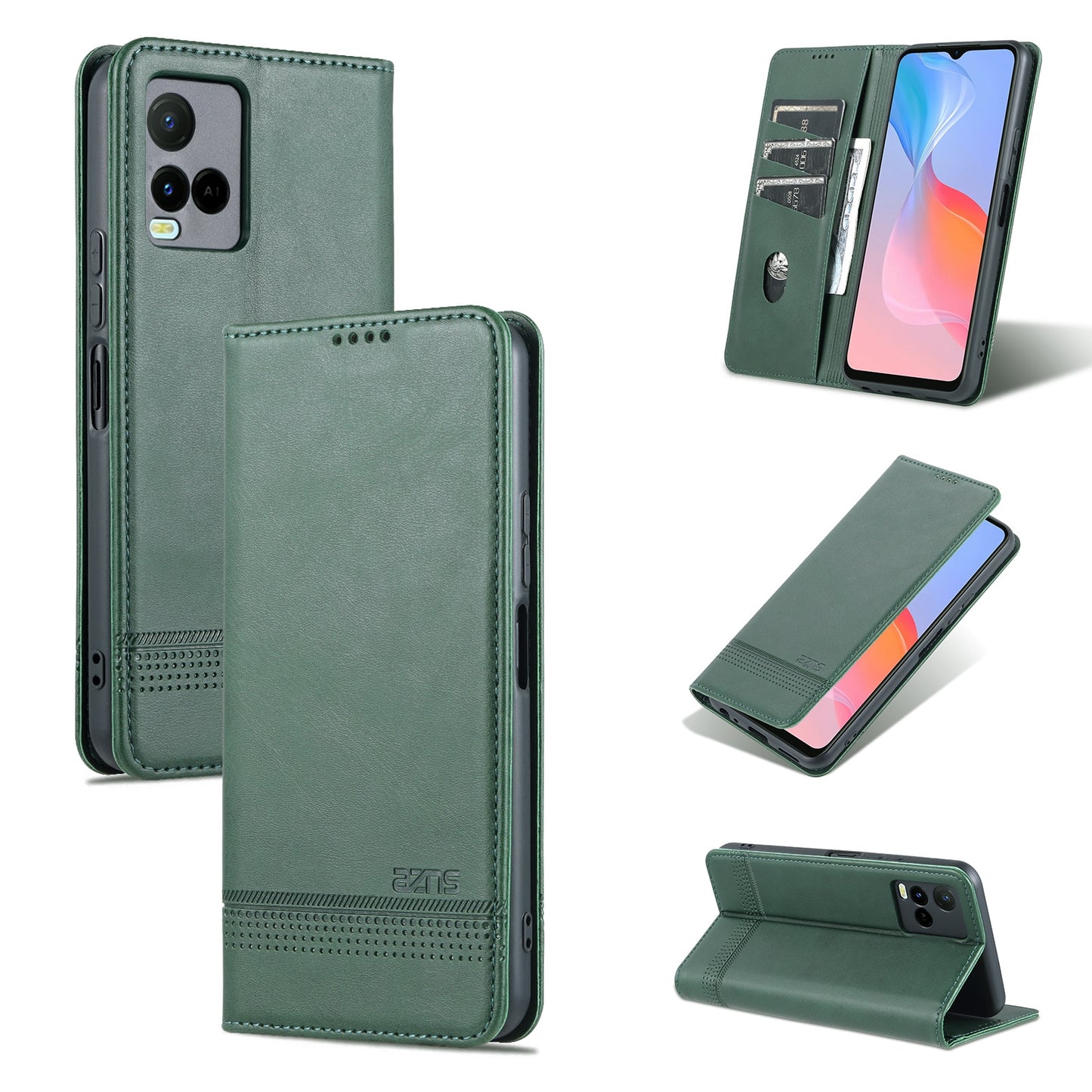 For Vivo Y21/Y33S Leather Wallet Case with Card Holder & Magnetic Closure