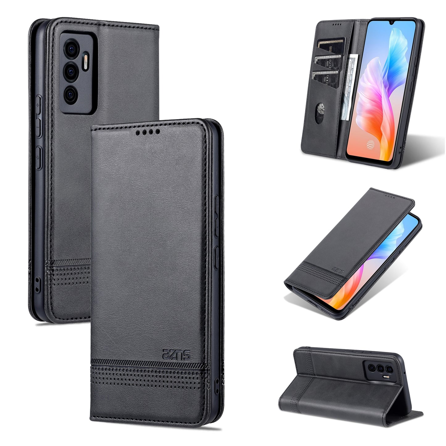 For Vivo S10e/V23e Leather Wallet Case with Card Holder & Magnetic Closure
