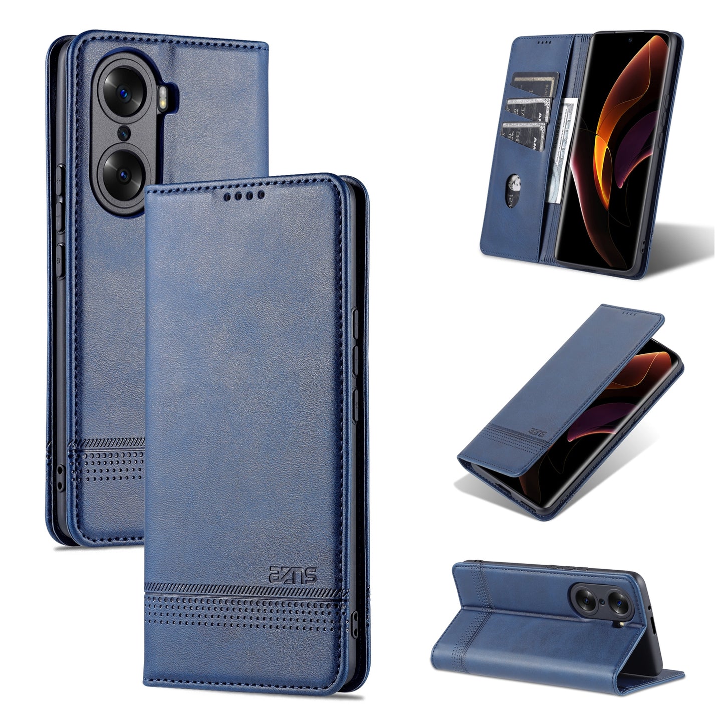 Honor 60 Leather Wallet Case with Card Holder & Magnetic Closure