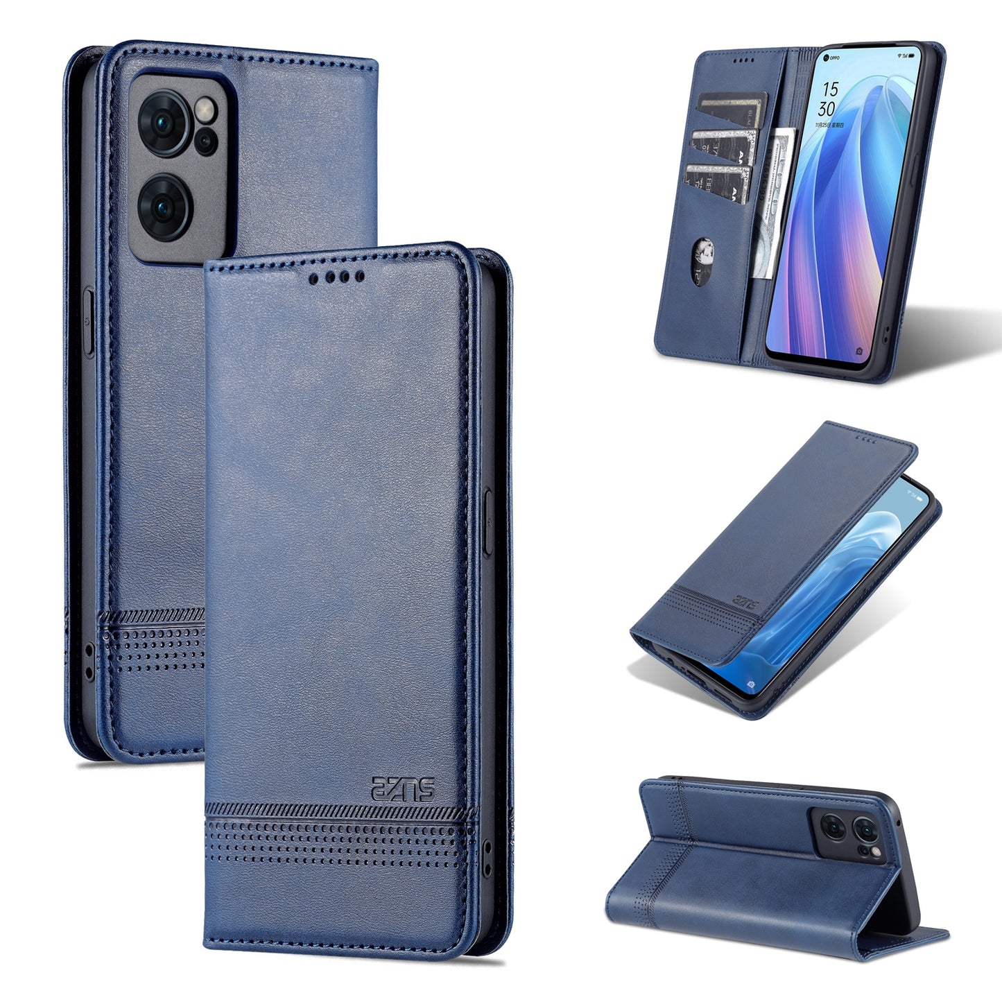 For OPPO Reno7 Global Leather Wallet Case with Card Holder & Magnetic Closure