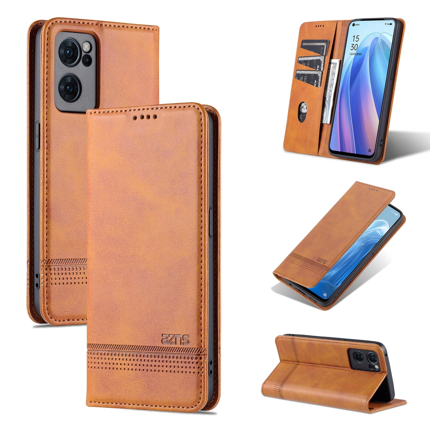 For OPPO Reno7 Global Leather Wallet Case with Card Holder & Magnetic Closure