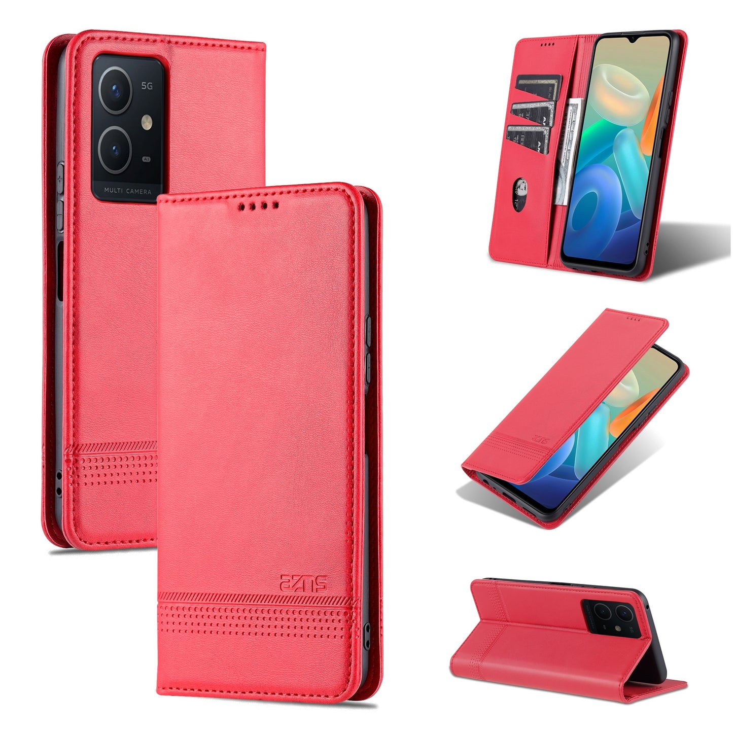 For Vivo Y33s 5G/Y75 5G Leather Wallet Case with Card Holder & Magnetic Closure