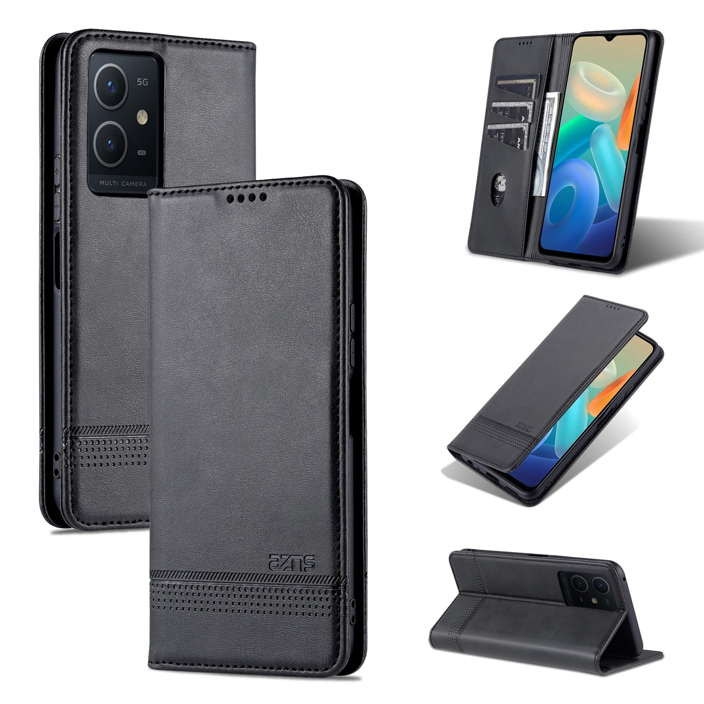 For Vivo Y33s 5G/Y75 5G Leather Wallet Case with Card Holder & Magnetic Closure