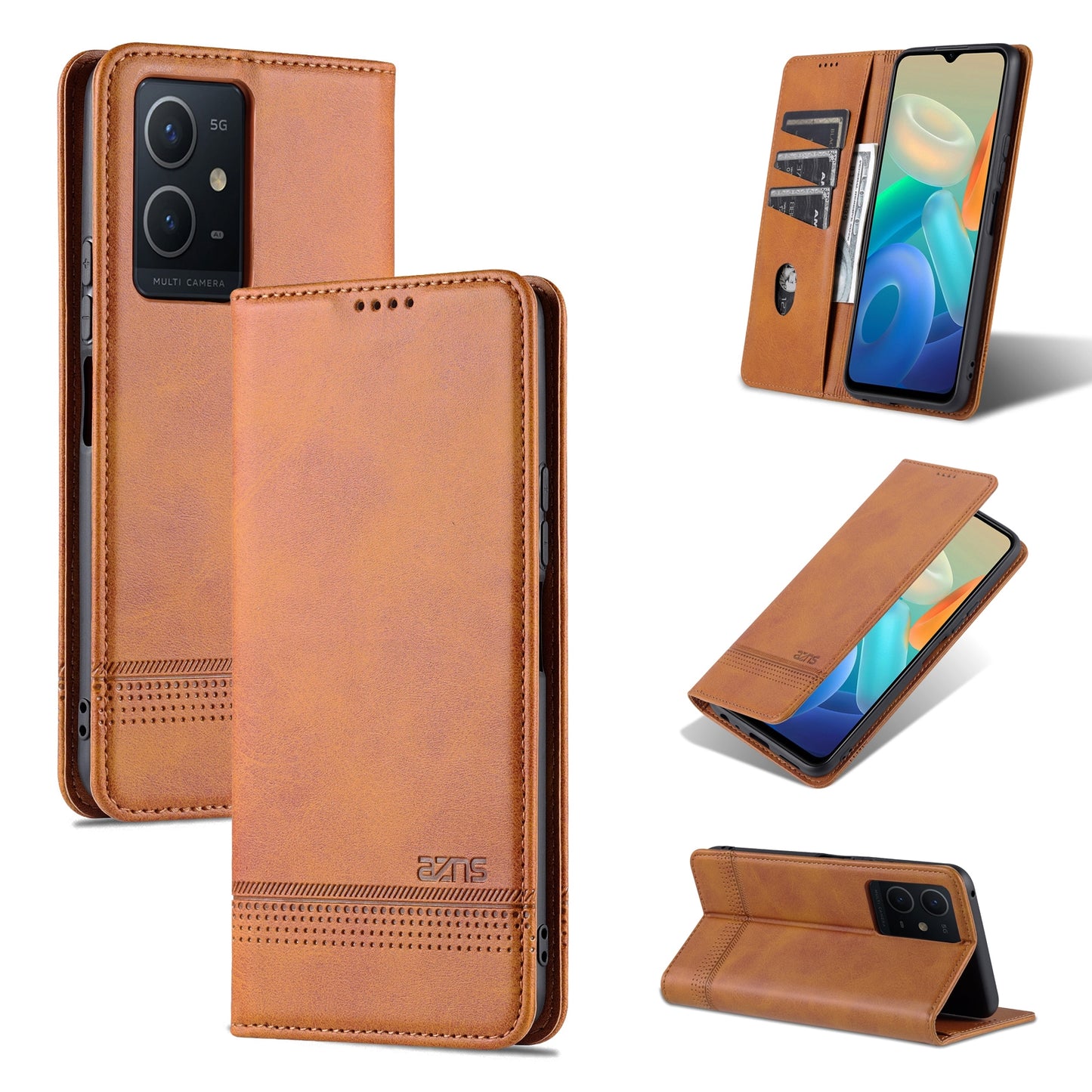 For Vivo Y33s 5G/Y75 5G Leather Wallet Case with Card Holder & Magnetic Closure
