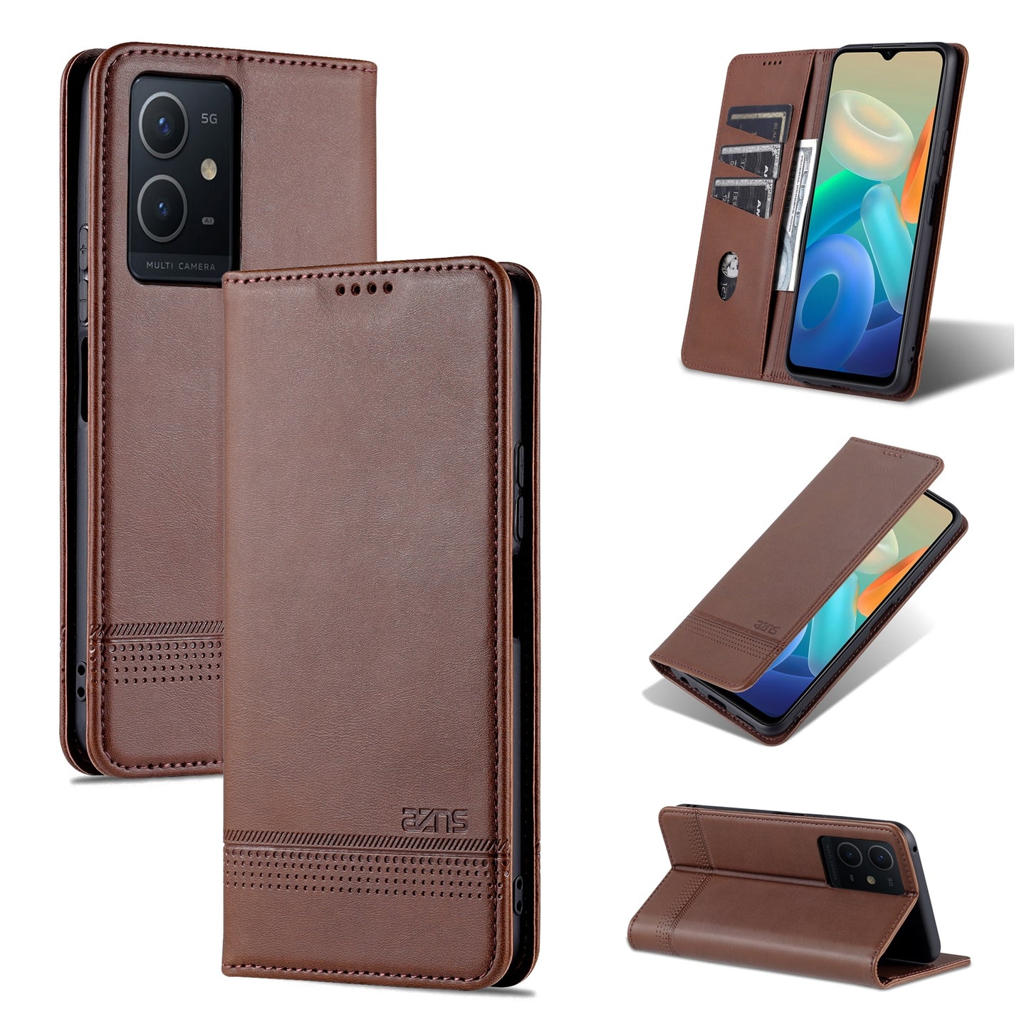 For Vivo Y33s 5G/Y75 5G Leather Wallet Case with Card Holder & Magnetic Closure