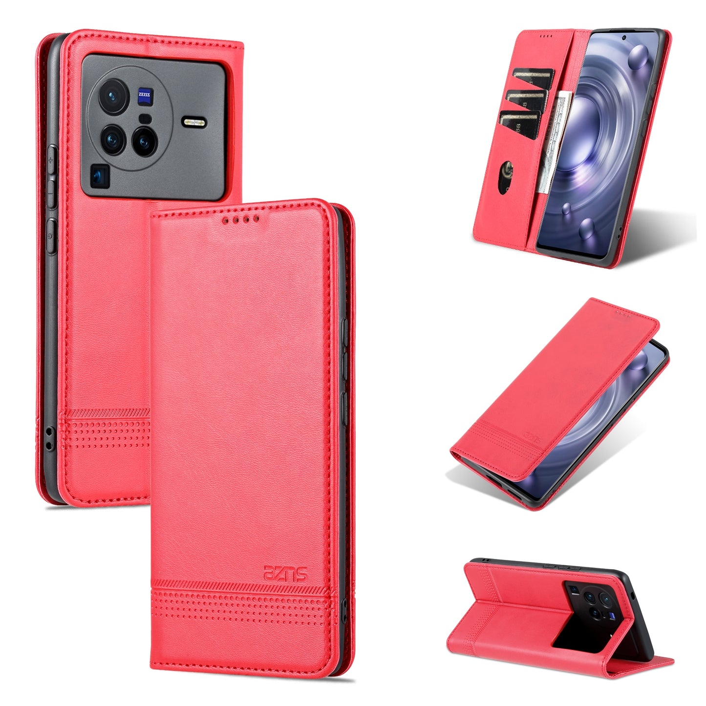 For Vivo X80 Pro Leather Wallet Case with Card Holder & Magnetic Closure