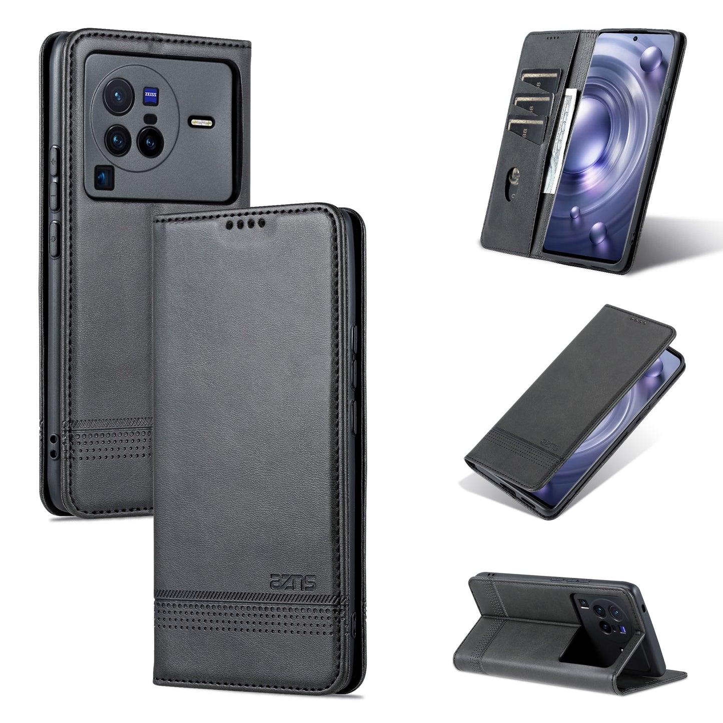 For Vivo X80 Pro Leather Wallet Case with Card Holder & Magnetic Closure