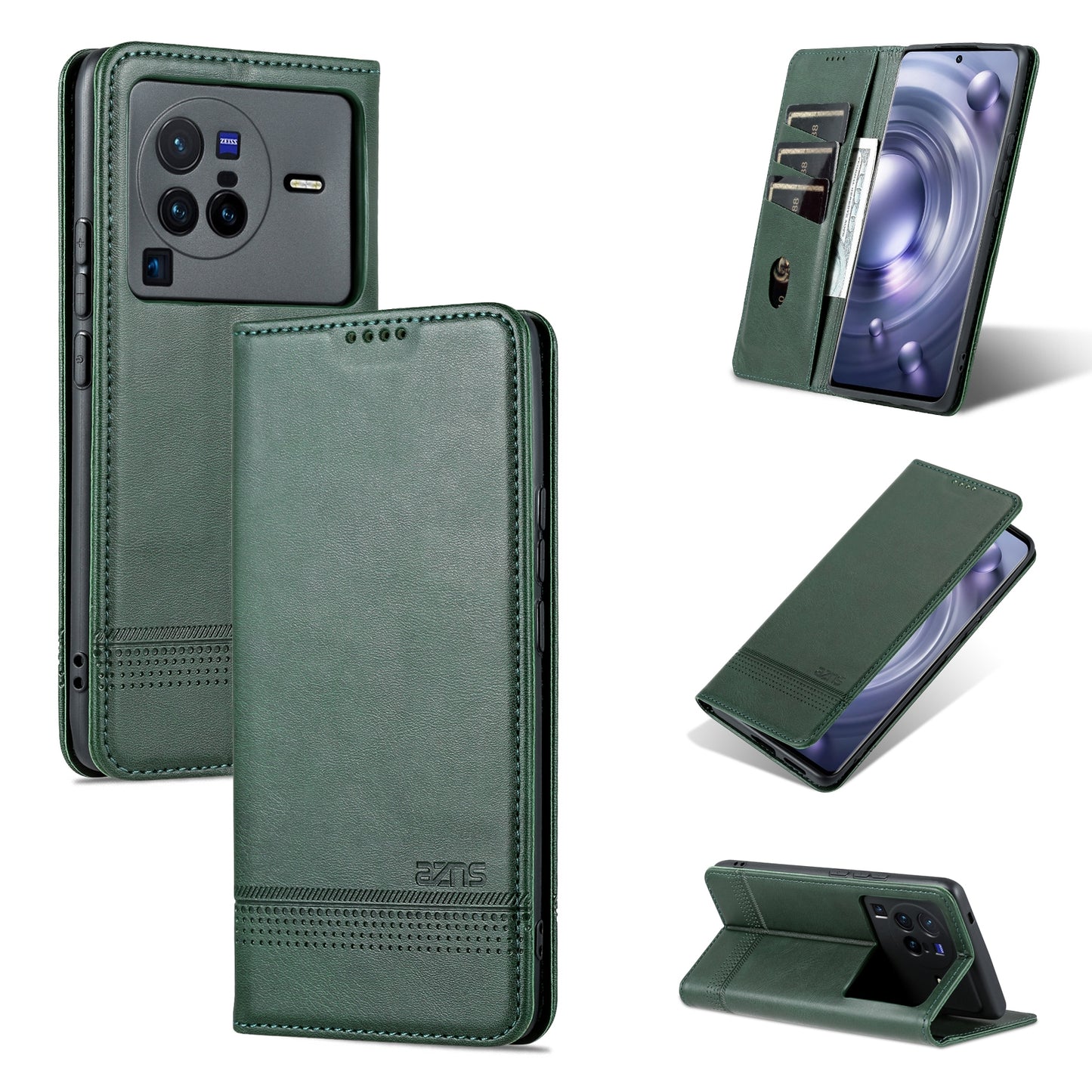 For Vivo X80 Pro Leather Wallet Case with Card Holder & Magnetic Closure