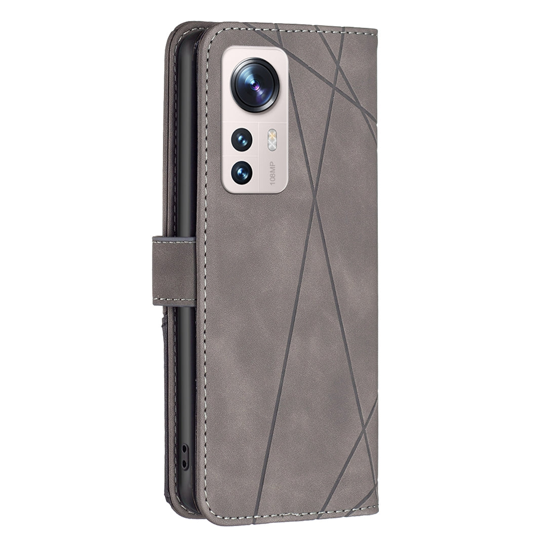 For Xiaomi 12 Lite Rhombus Texture Leather Phone Case with Magnetic Buckle and Card Holder