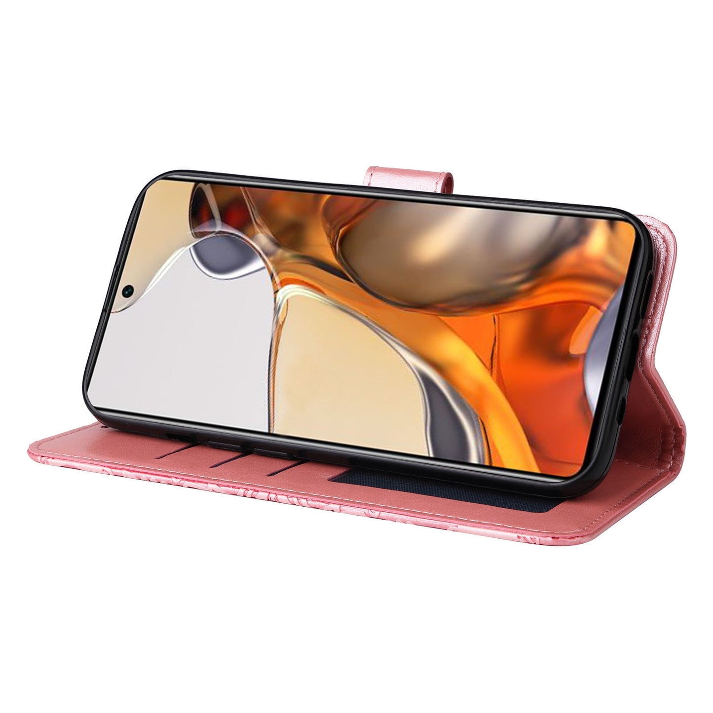 For Xiaomi 11T Pro Sunflower Embossed Leather Wallet Phone Case with Kickstand and Card Holder