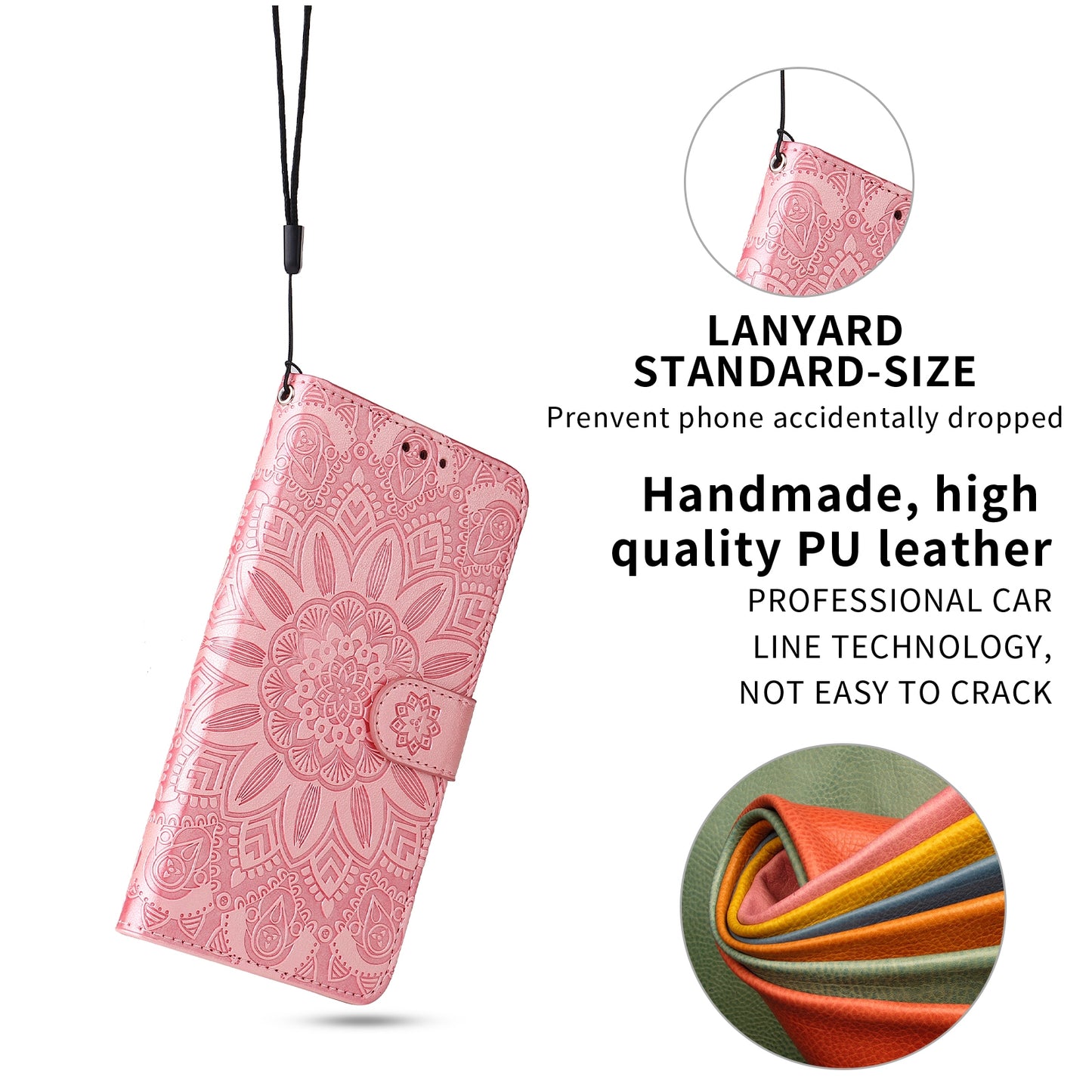 For Xiaomi 11T Pro Sunflower Embossed Leather Wallet Phone Case with Kickstand and Card Holder
