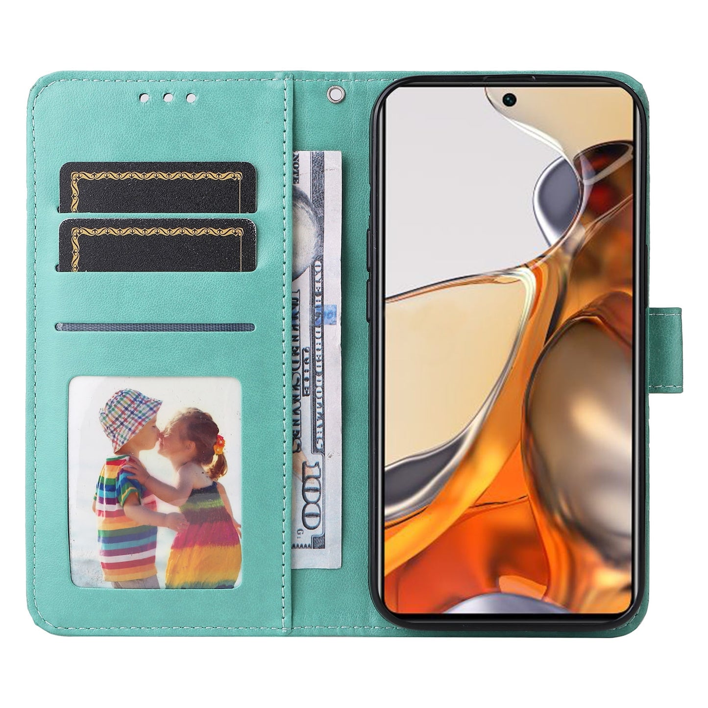 For Xiaomi 11T Pro Sunflower Embossed Leather Wallet Phone Case with Kickstand and Card Holder