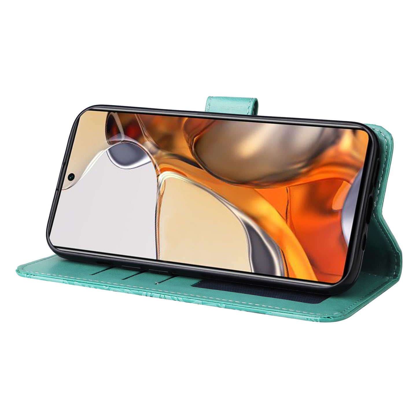 For Xiaomi 11T Pro Sunflower Embossed Leather Wallet Phone Case with Kickstand and Card Holder