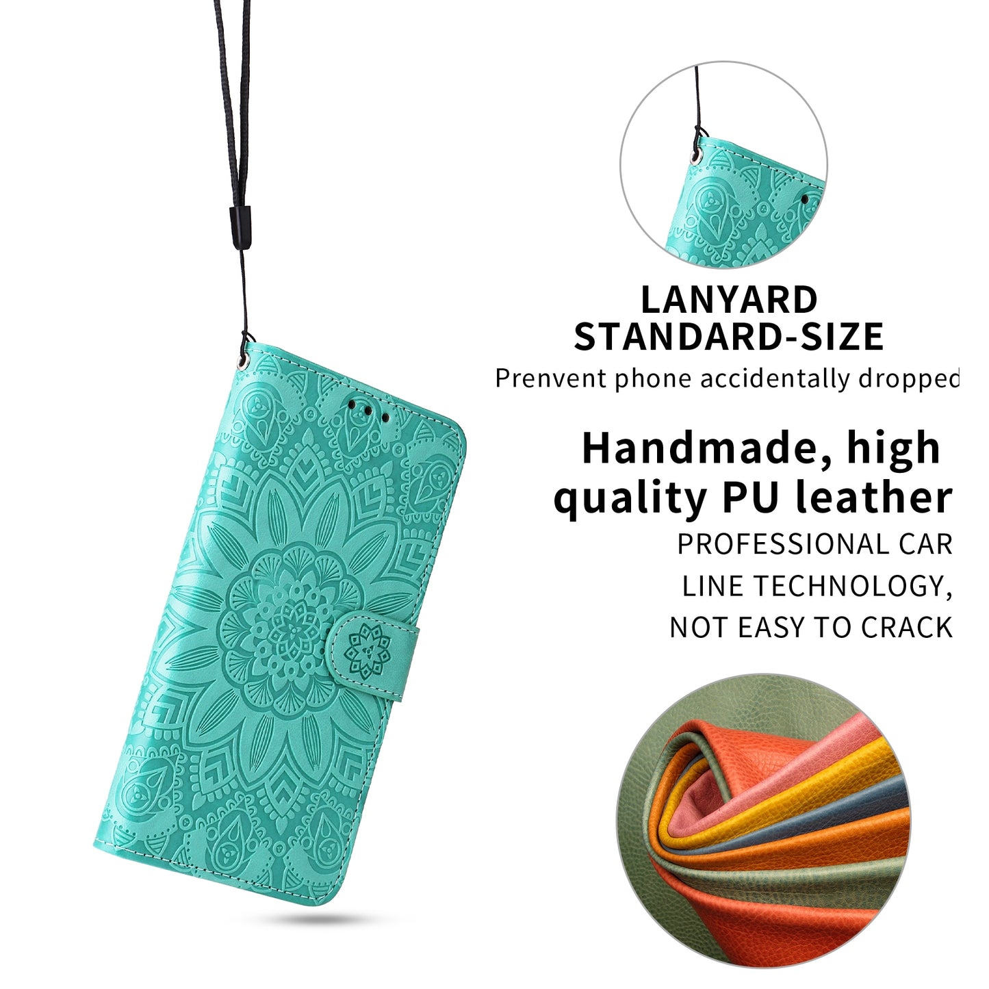 For Xiaomi 11T Pro Sunflower Embossed Leather Wallet Phone Case with Kickstand and Card Holder