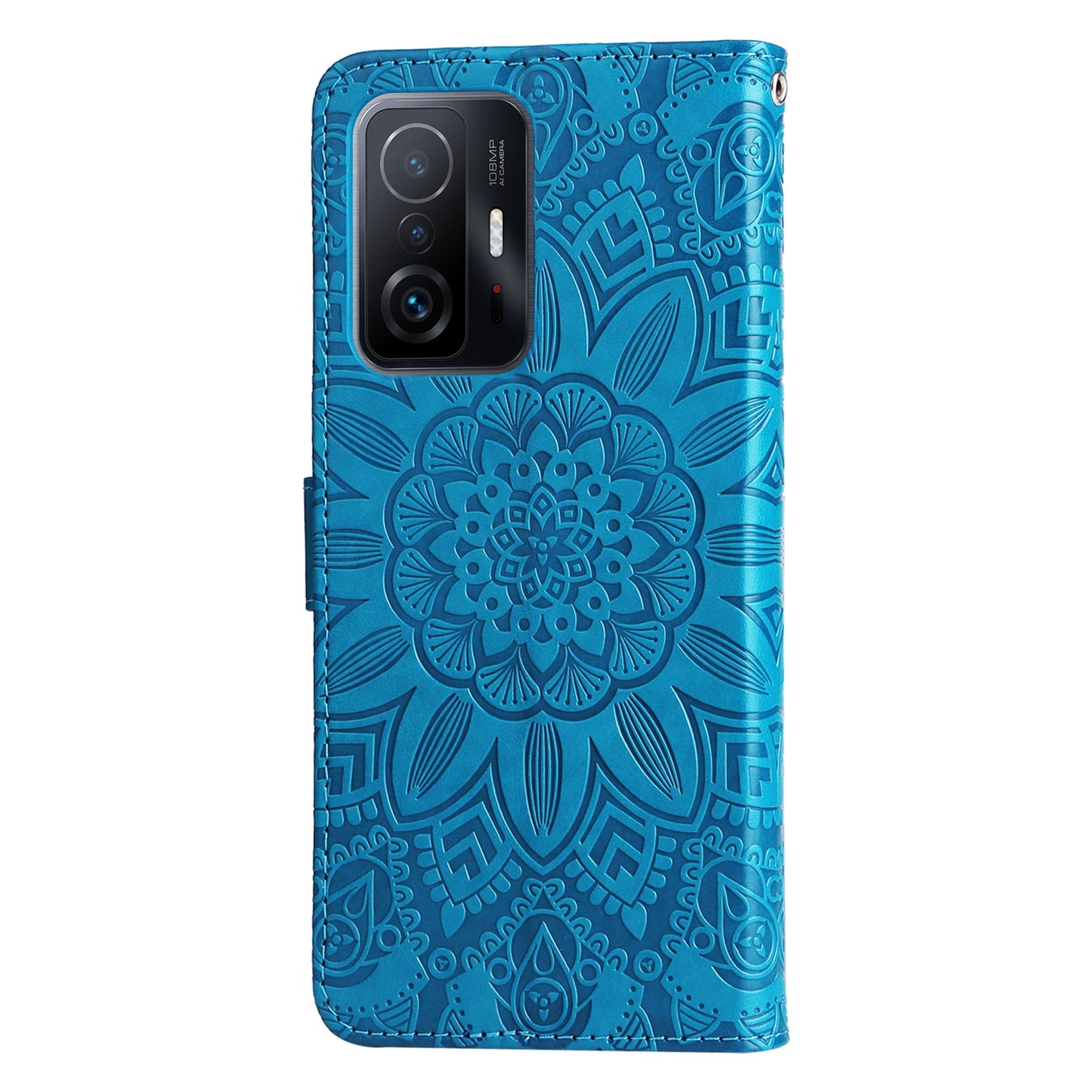 For Xiaomi 11T Pro Sunflower Embossed Leather Wallet Phone Case with Kickstand and Card Holder