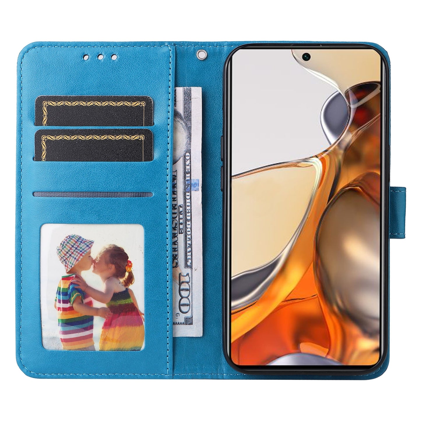 For Xiaomi 11T Pro Sunflower Embossed Leather Wallet Phone Case with Kickstand and Card Holder