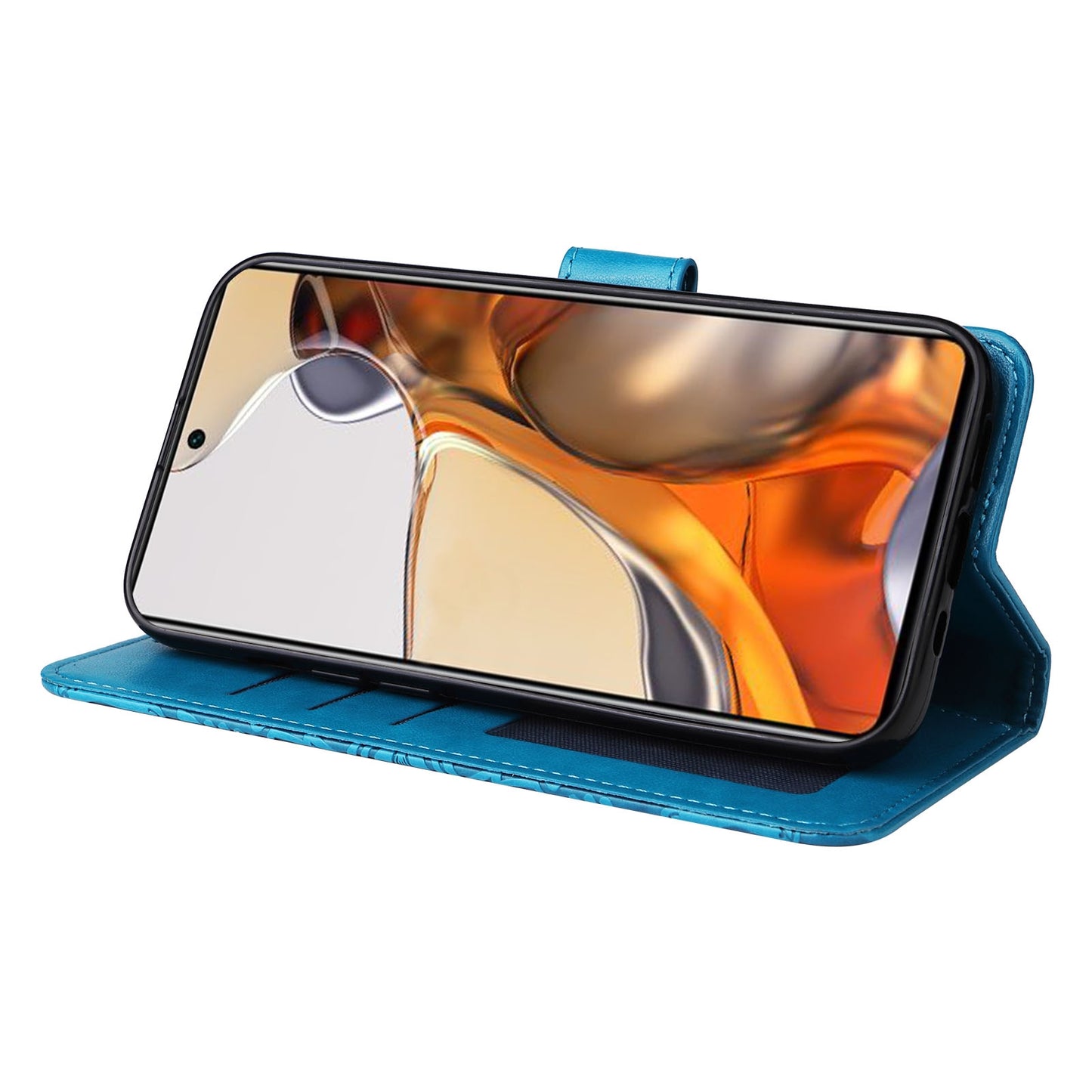 For Xiaomi 11T Pro Sunflower Embossed Leather Wallet Phone Case with Kickstand and Card Holder