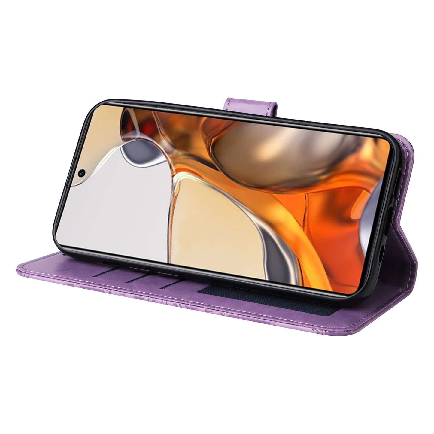 For Xiaomi 11T Pro Sunflower Embossed Leather Wallet Phone Case with Kickstand and Card Holder