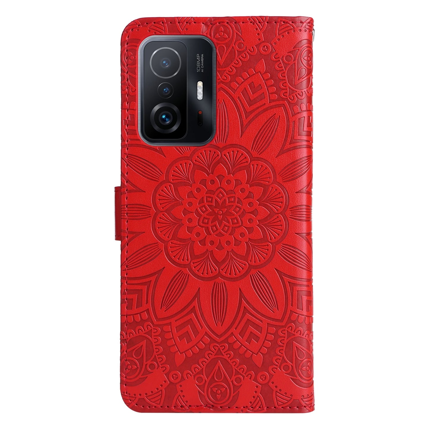 For Xiaomi 11T Pro Sunflower Embossed Leather Wallet Phone Case with Kickstand and Card Holder