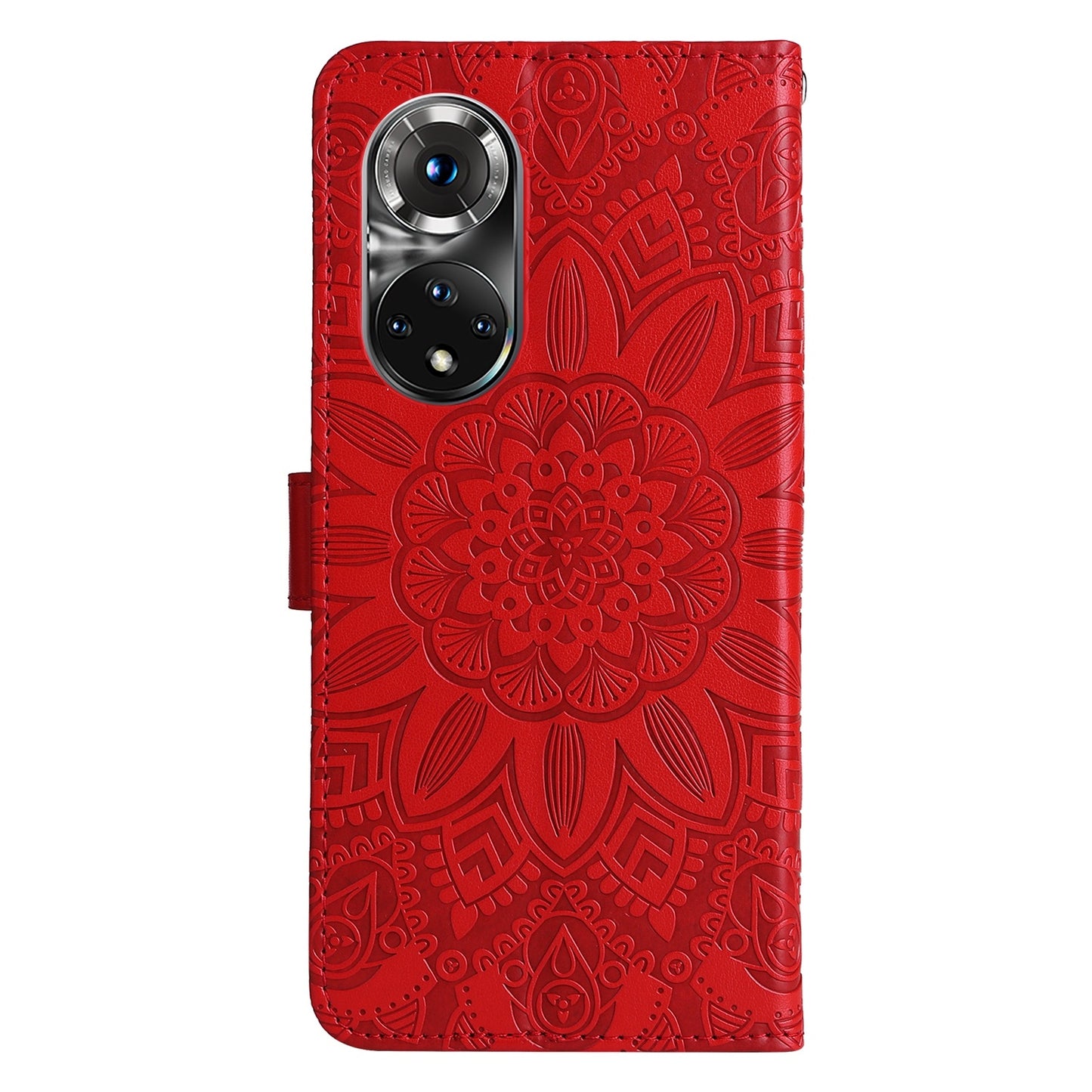 Honor 50 Pro Sunflower Embossed Leather Wallet Phone Case with Kickstand and Card Holder