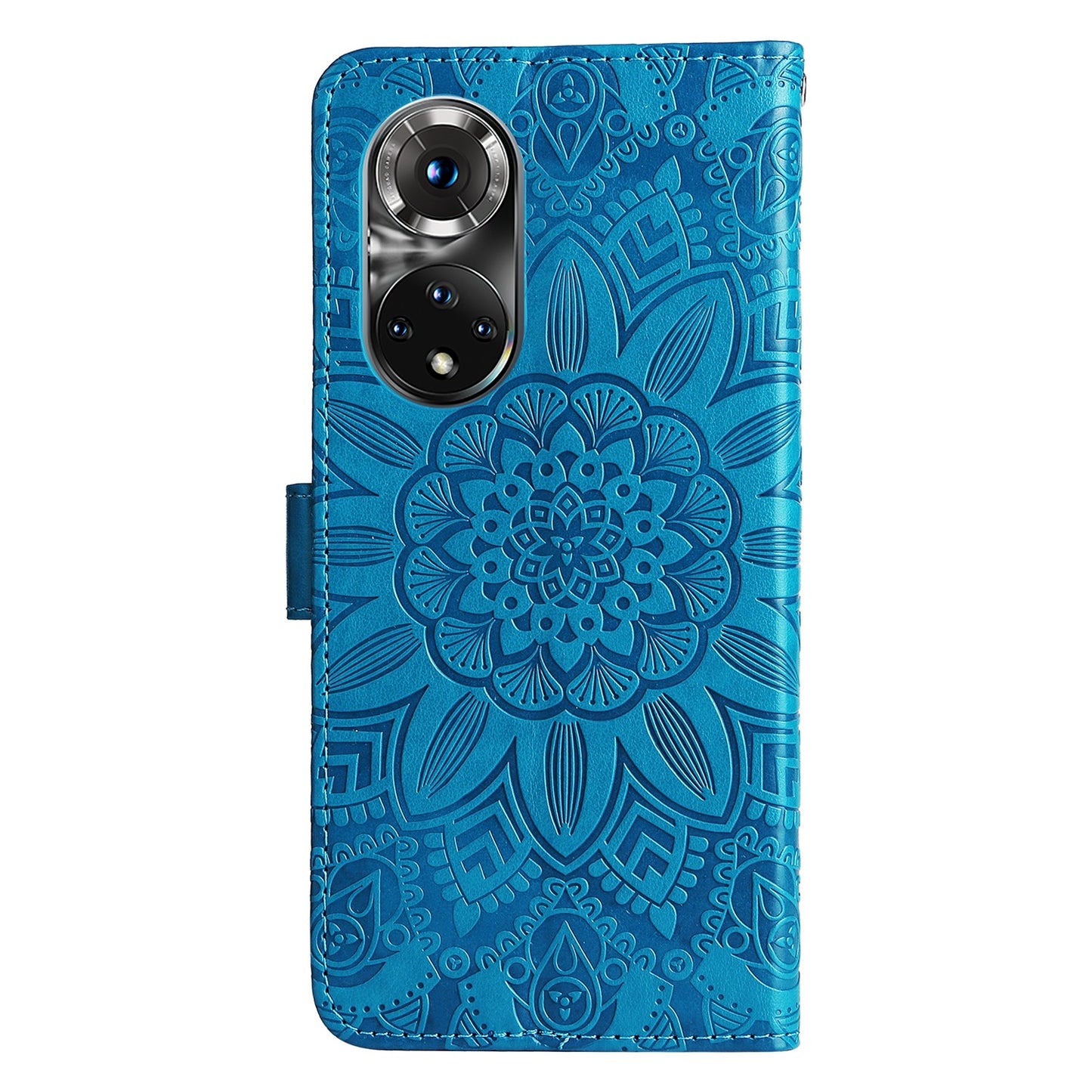 Honor 50 Pro Sunflower Embossed Leather Wallet Phone Case with Kickstand and Card Holder