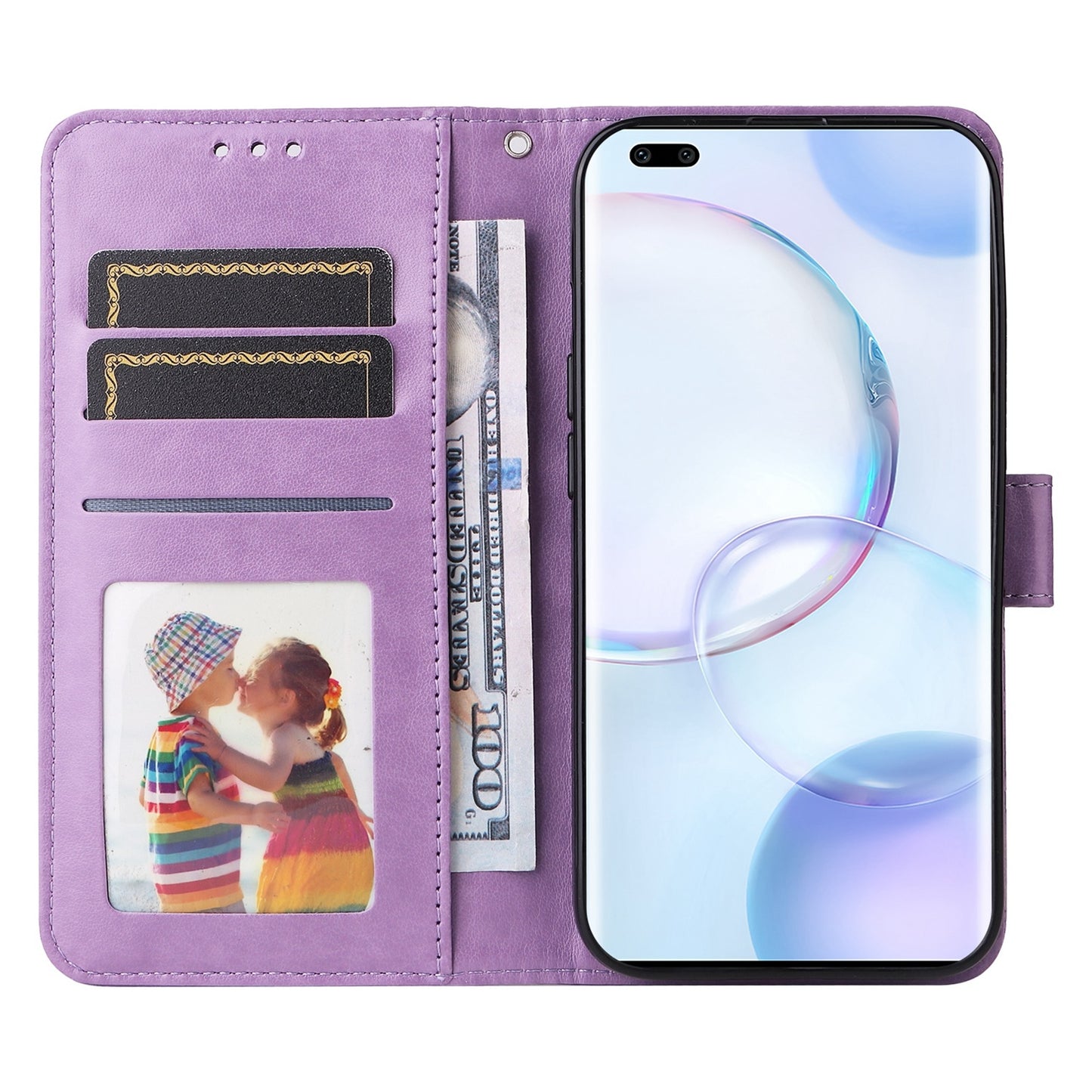Honor 50 Pro Sunflower Embossed Leather Wallet Phone Case with Kickstand and Card Holder