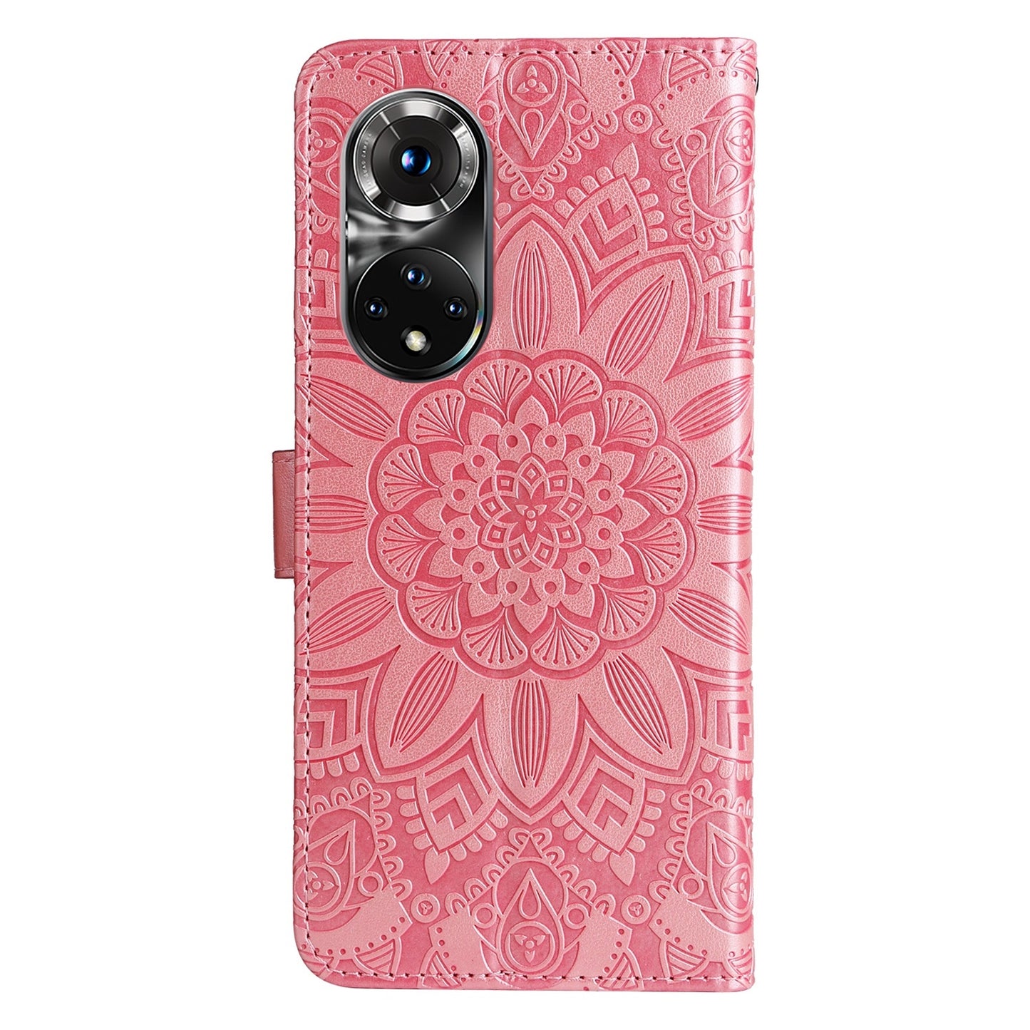 Honor 50 Pro Sunflower Embossed Leather Wallet Phone Case with Kickstand and Card Holder