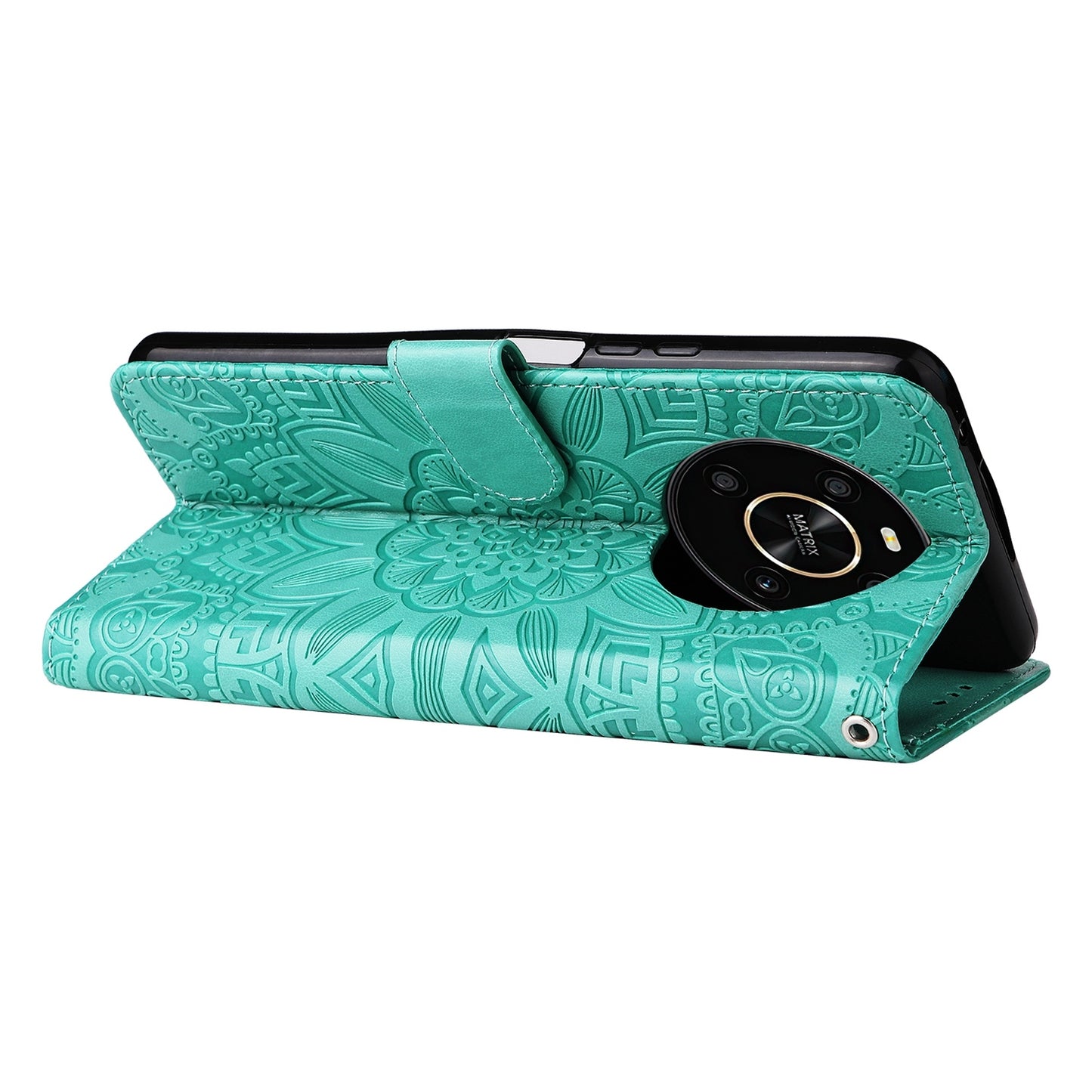 Honor X30 Sunflower Embossed Leather Wallet Phone Case with Kickstand and Card Holder