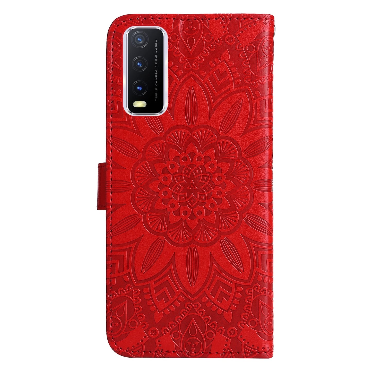 For vivo Y20 Sunflower Embossed Leather Wallet Phone Case with Kickstand and Card Holder