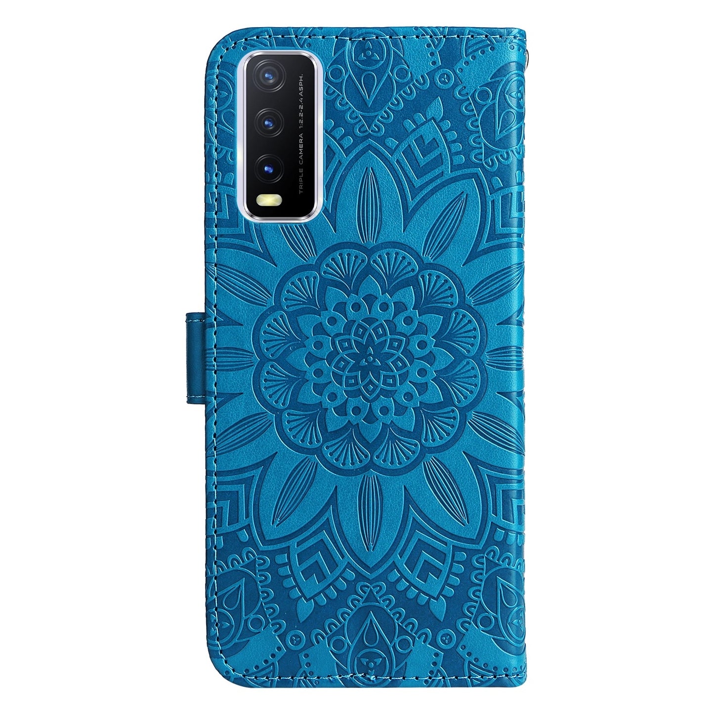 For vivo Y20 Sunflower Embossed Leather Wallet Phone Case with Kickstand and Card Holder