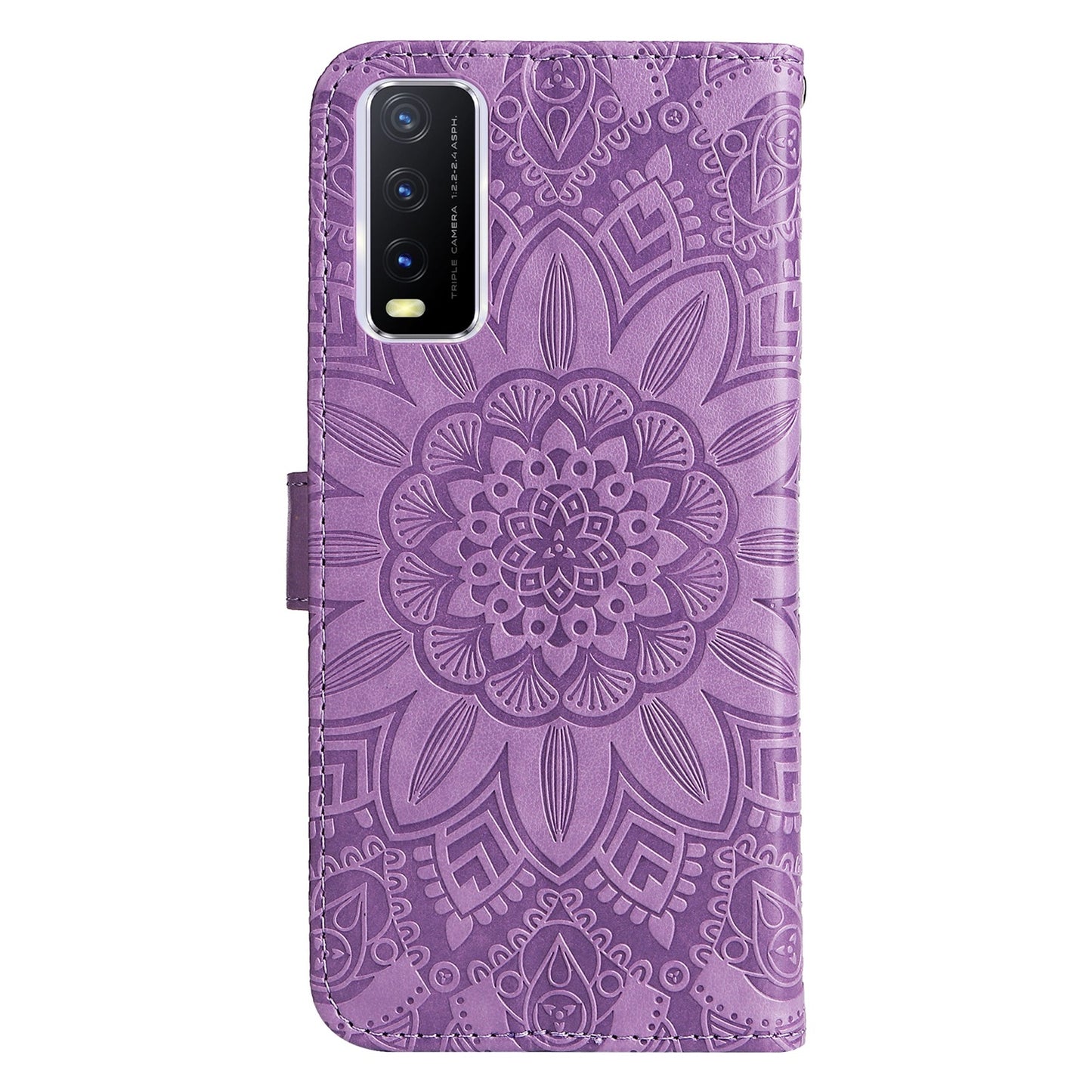 For vivo Y20 Sunflower Embossed Leather Wallet Phone Case with Kickstand and Card Holder