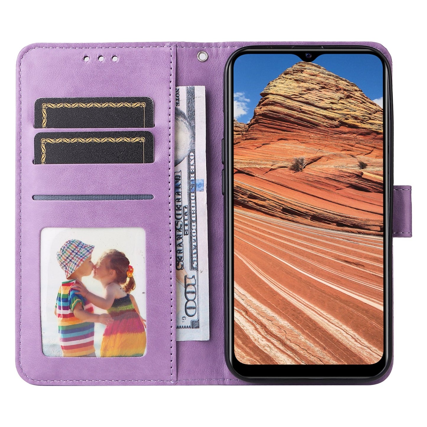 For vivo Y20 Sunflower Embossed Leather Wallet Phone Case with Kickstand and Card Holder