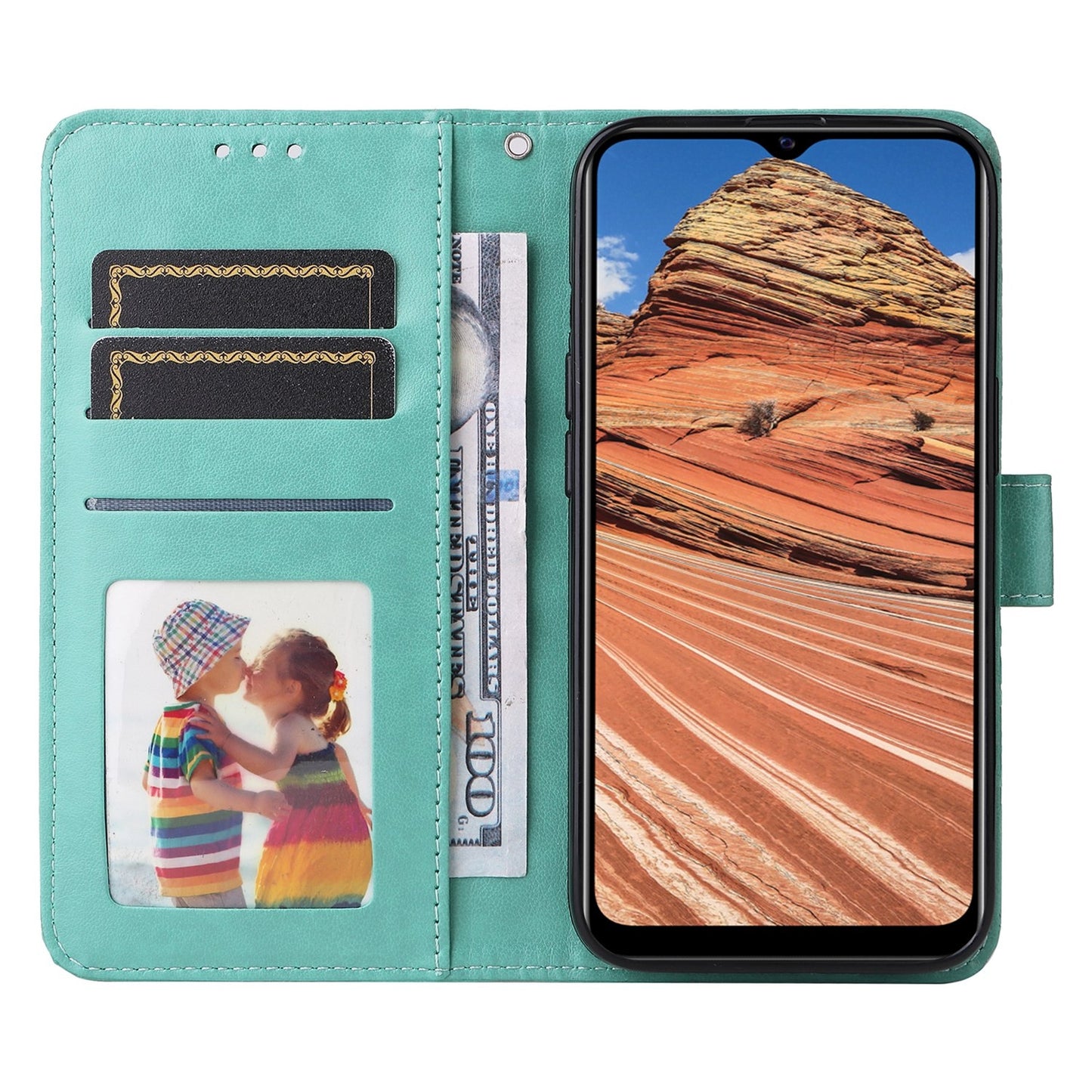 For vivo Y20 Sunflower Embossed Leather Wallet Phone Case with Kickstand and Card Holder