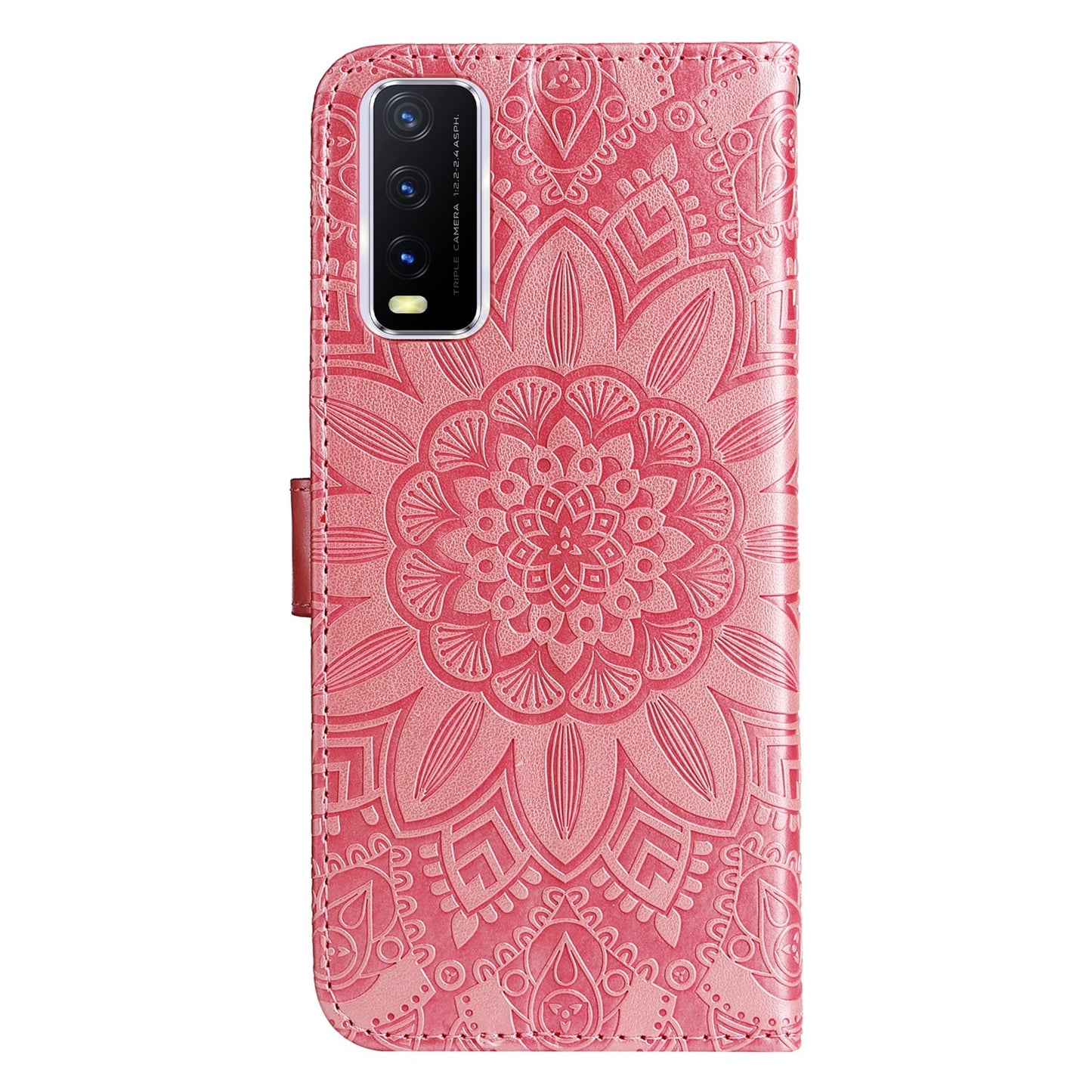 For vivo Y20 Sunflower Embossed Leather Wallet Phone Case with Kickstand and Card Holder